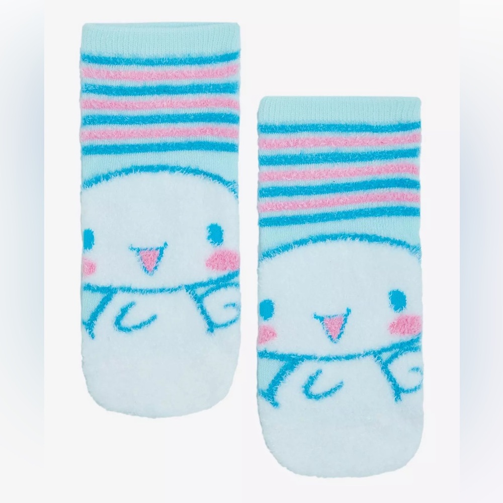 Sanrio Cinnamoroll Stripe Fuzzy No-Show Socks